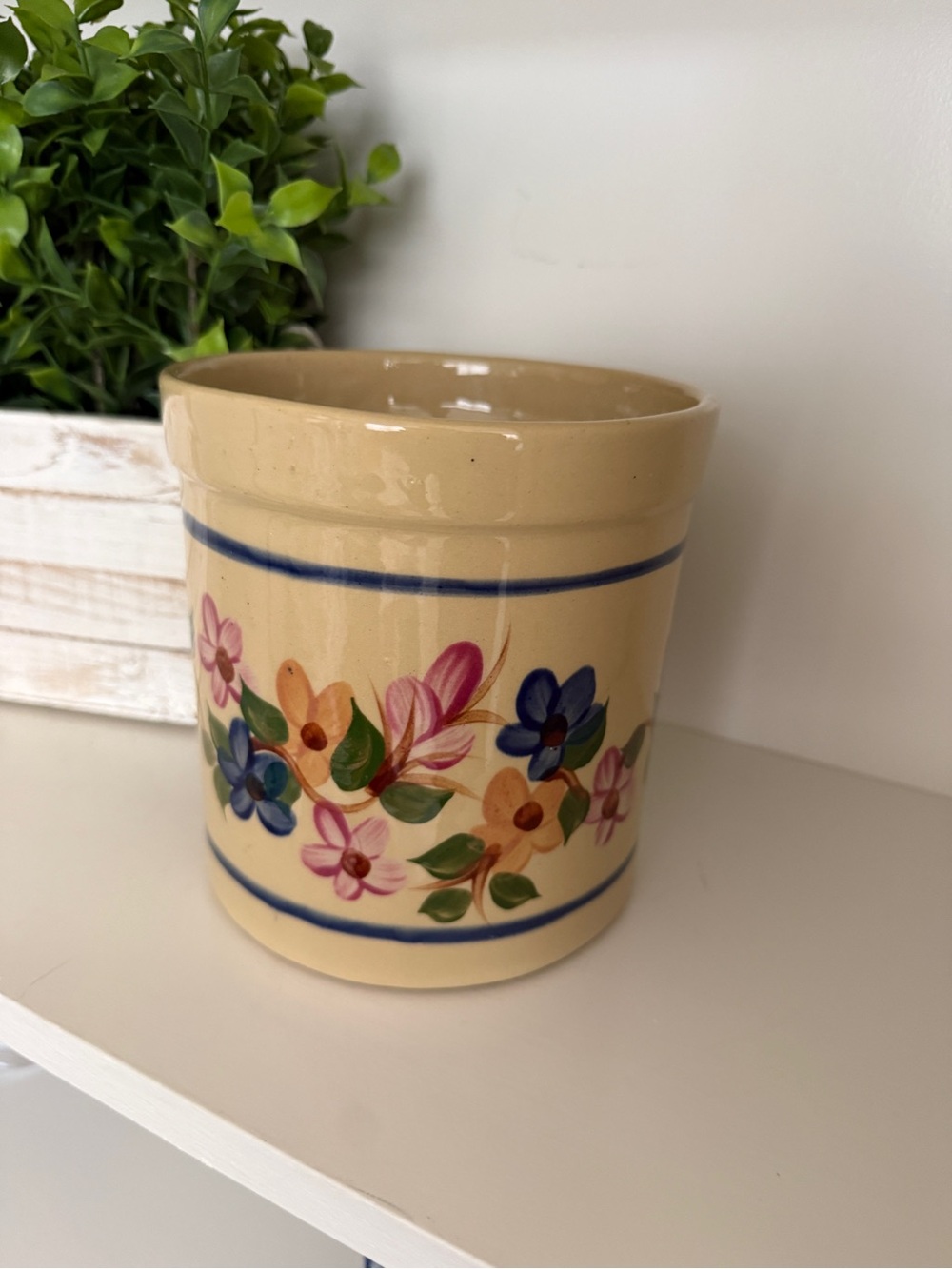 ALPINE POTTERY OHIO 1999 ROSEVILLE FLORAL CROCK Vintage